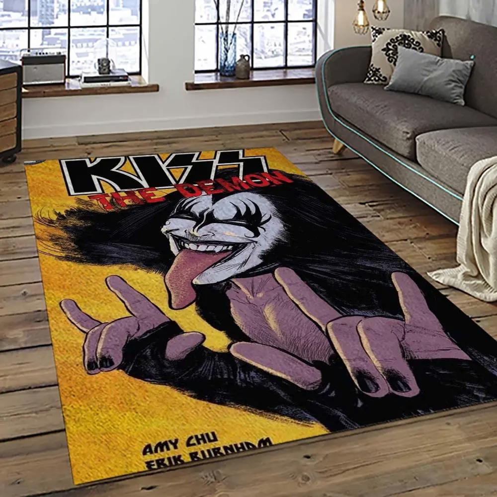 Kiss rock band music retangle carpet area rug home decor best gift for fan and friends as28 Rectangle Rug