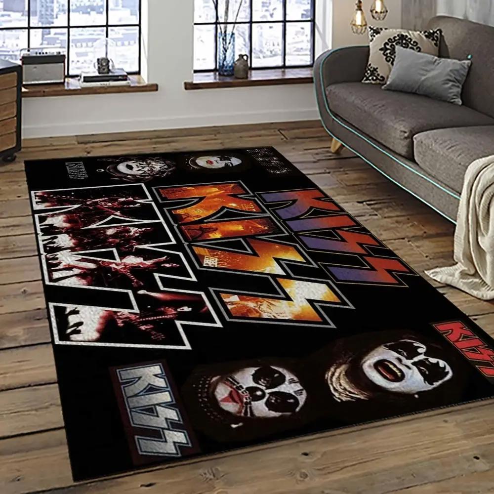 Kiss rock band music retangle carpet area rug home decor best gift for fan and friends as73 Rectangle Rug