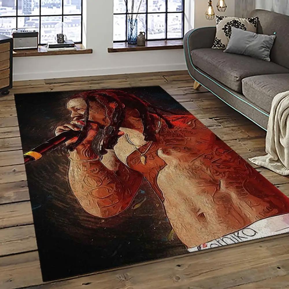 Lil wayne rapper hiphop music rap carpet area rug home decor gift for fans gift for friends lil15 Rectangle Rug