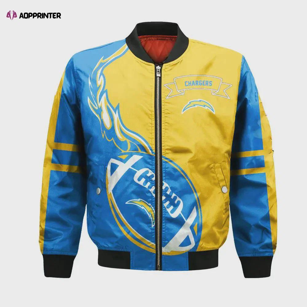 Los angeles chargers bomber jacket 3d printed flame ball pattern Bomber Jacket