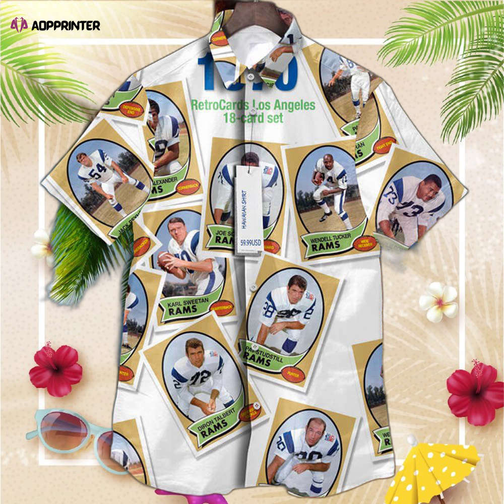 Los angeles rams 1970 retrocards set vintage aloha hawaiian shirt Hawaii Shirt
