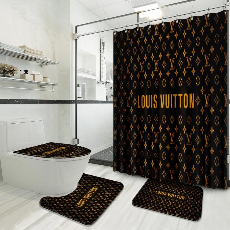 Louis vuitton bathroom set luxury shower curtain waterproof luxury brand hot 2023 47 Bathroom Accessory Sets