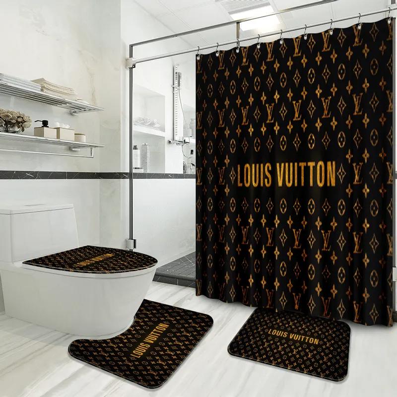 Louis vuitton bathroom set luxury shower curtain waterproof luxury brand with logo louis vuitton 45 306 Bathroom Set