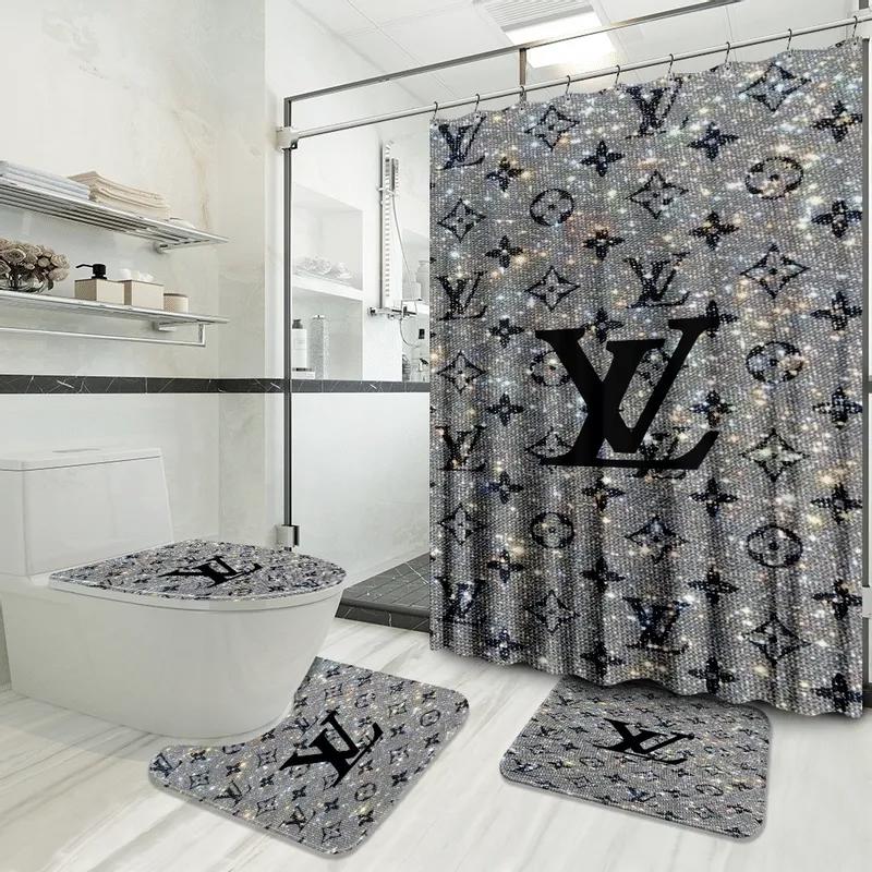 Louis vuitton bathroom set luxury shower curtain waterproof luxury brand with logo louis vuitton 54 315 Bathroom Set