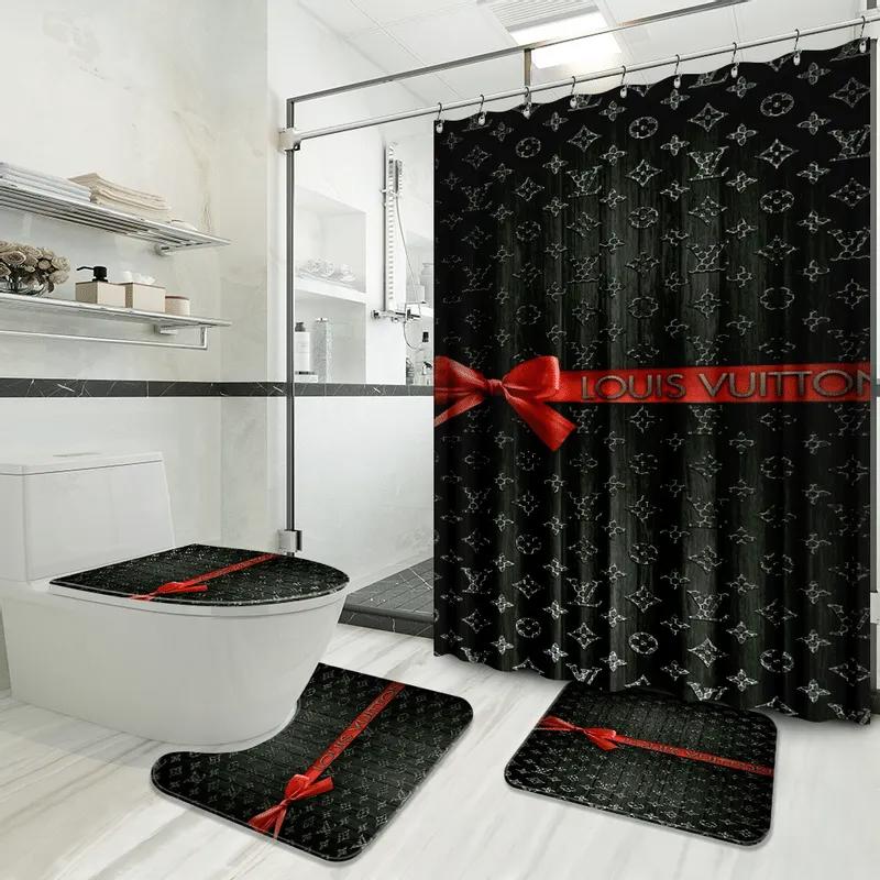 Louis vuitton bathroom set luxury shower curtain waterproof luxury brand with logo louis vuitton 67 328 Bathroom Set