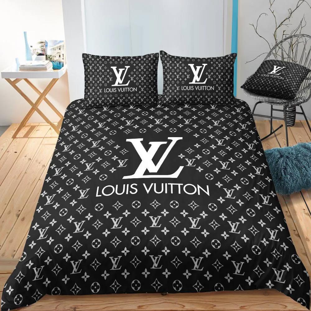 Louis vuitton black new hot logo luxury brand high-end bedding set home decor Bedding Sets