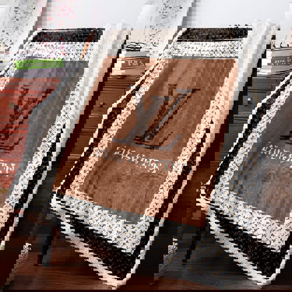 Louis vuitton brown fashion luxury brand premium blanket fleece home decor 161 Blanket Fleece