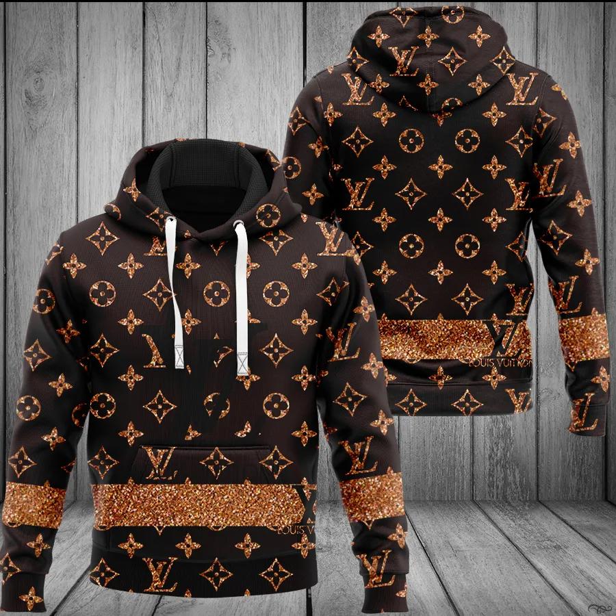 Louis vuitton brown luxury unisex hoodie luxury brand outfit for men women Hoodie 3D