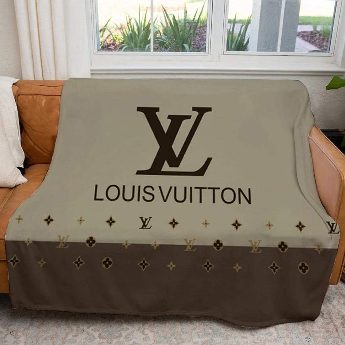 Louis vuitton light grey luxury brand premium blanket fleece home decor 64 Blanket Fleece