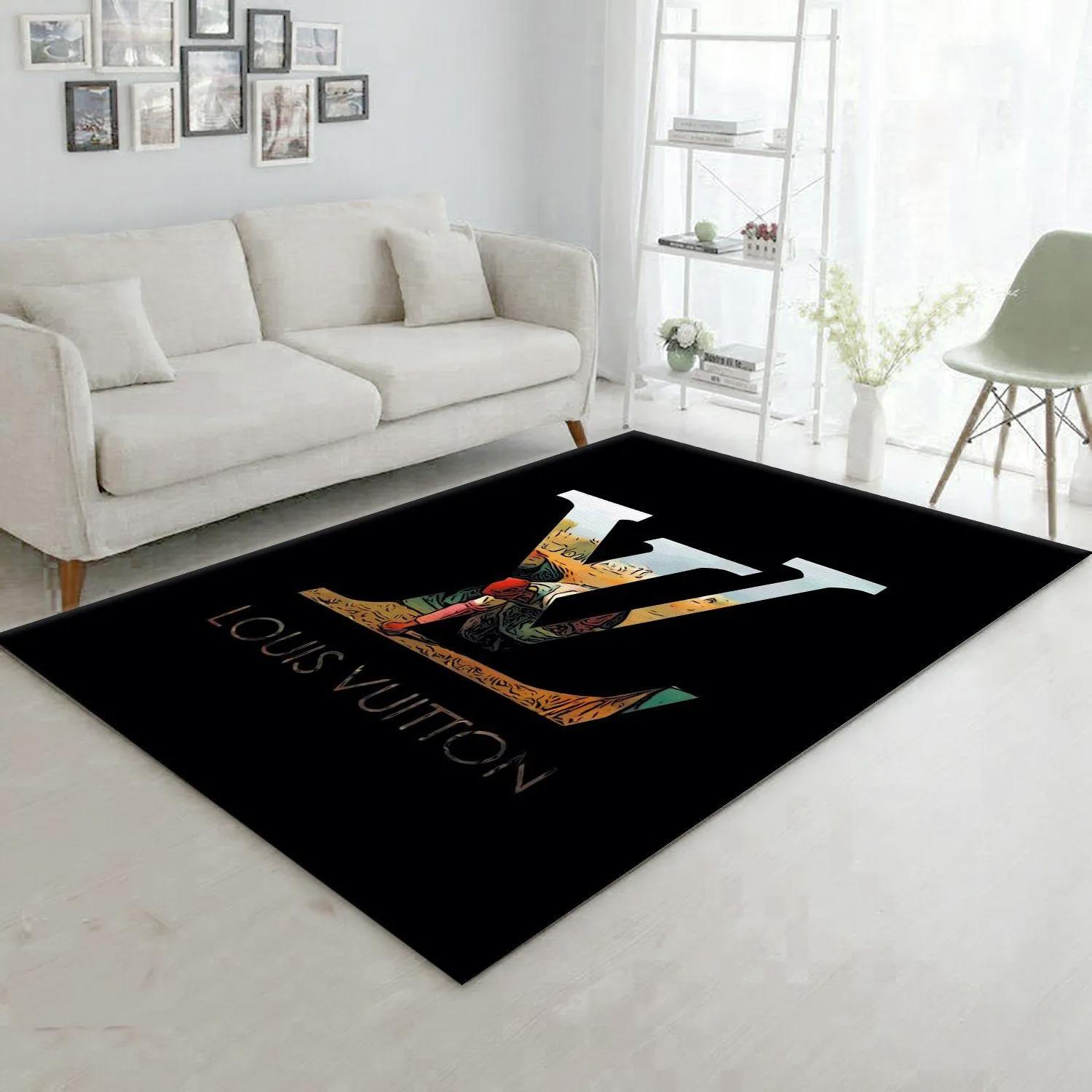 Louis vuitton logo type 165. Upgrade Your Living Room with Luxury Home Decor: Area Carpets, Floor Decor, Door Mats, and Hot Gift Items with style a High-End Fashion Brand Rectangle Rug