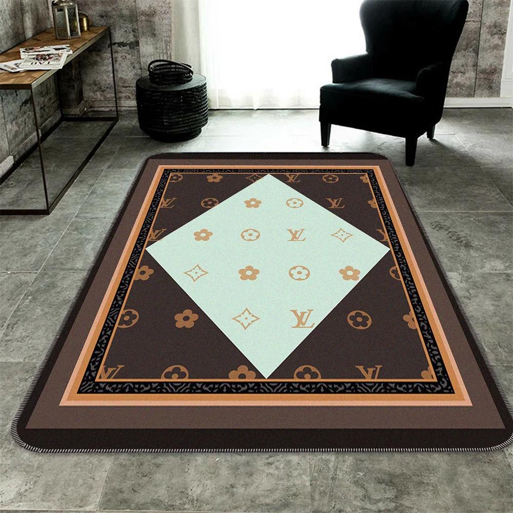 Louis vuitton logo type 649. Upgrade Your Living Room with Luxury Home Decor: Area Carpets, Floor Decor, Door Mats, and Hot Gift Items with style a High-End Fashion Brand Rectangle Rug