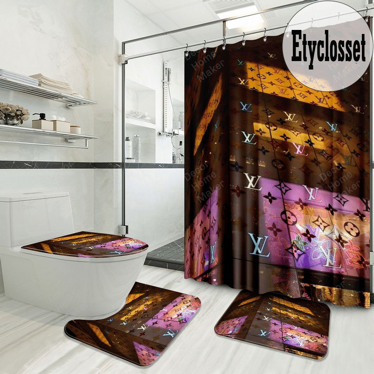 Louis vuitton lv bathroom sets luxury fashion brand home decor hypebeast bath mat Bathroom Set