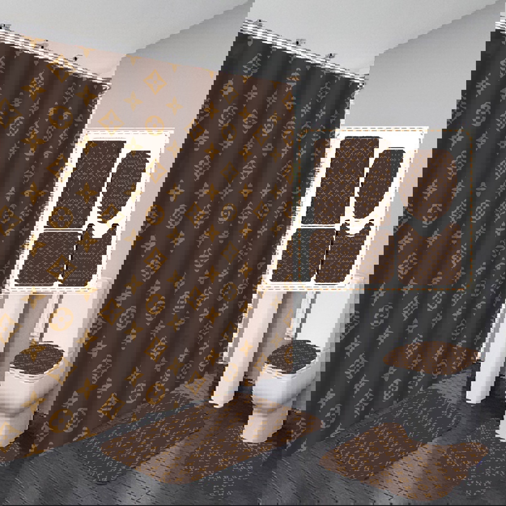 Louis vuitton lv monogram bathroom sets luxury fashion brand hypebeast home decor bath mat Bathroom Set