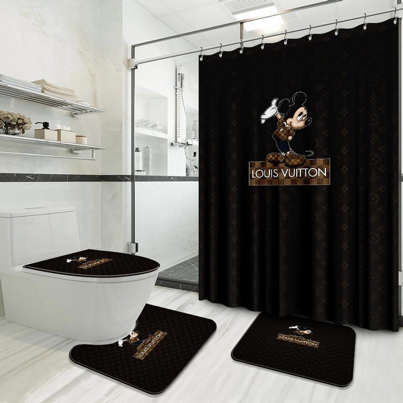 Louis vuitton mickey hypebeast luxury fashion brand bathroom sets bath mat home decor Bathroom Set