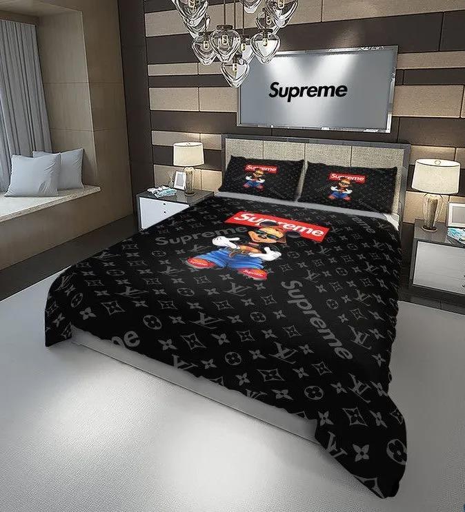 Louis vuitton supreme hip hop mikcey luxury brand bedding set for bedroom luxury bedspread duvet cover set with pillowcases home decoration Bedding Sets