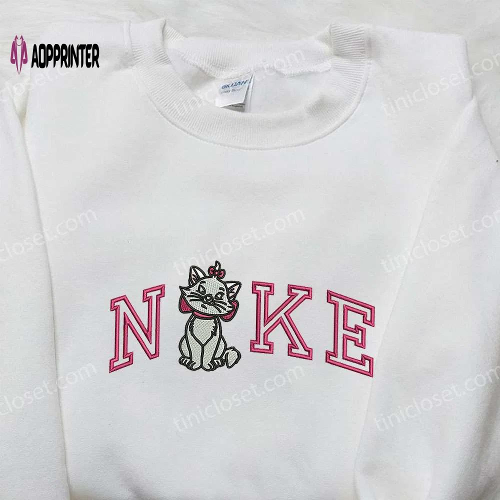 Marie cat x nike embroidered sweatshirt: disney family aristocats shirts nike inspired design Embroidered Shirt