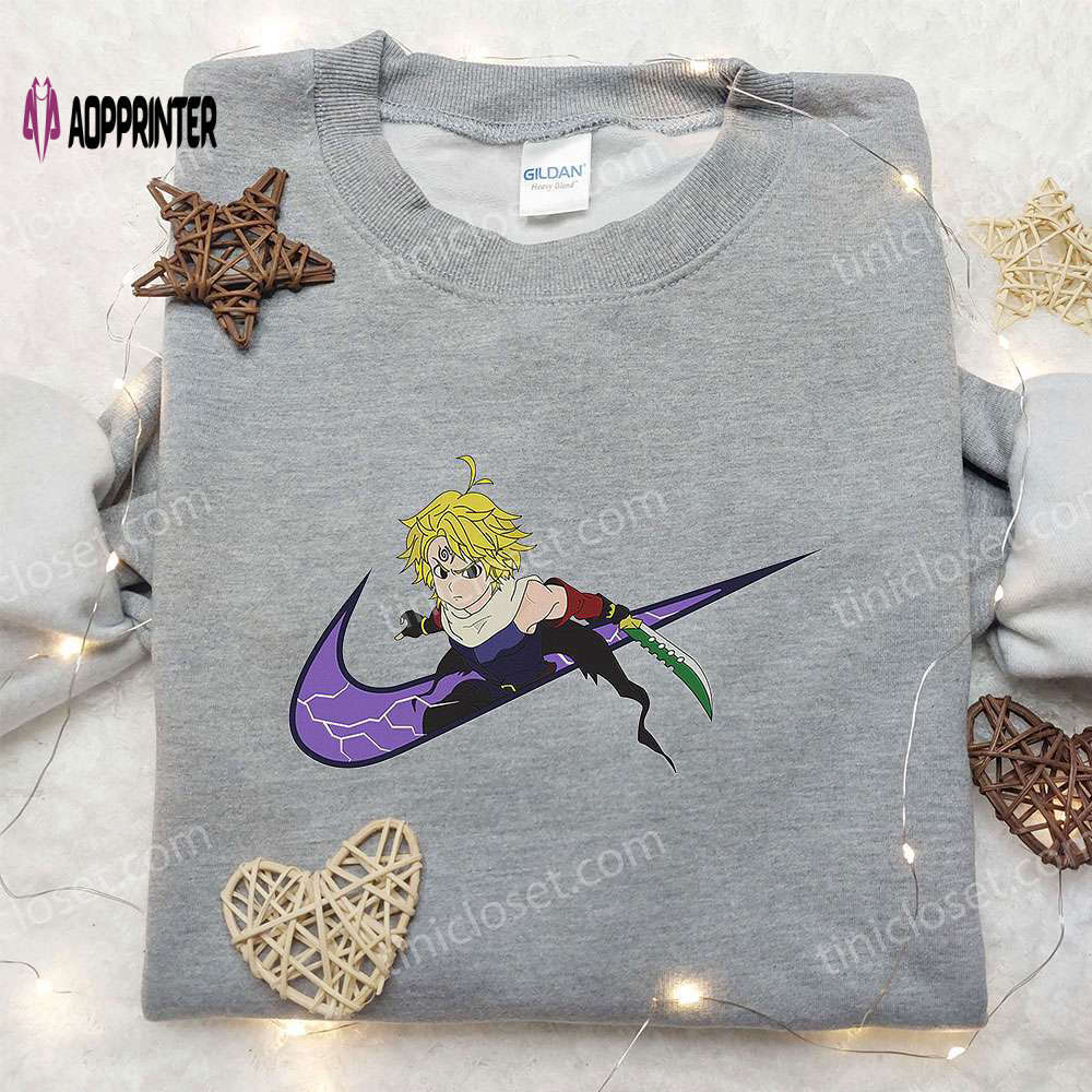 Meliodas x nike swoosh anime hoodie & embroidered shirt: seven deadly sins & nike inspired designs Embroidered Shirt