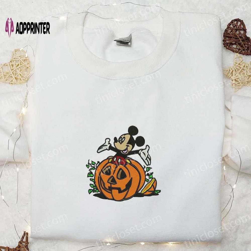 Mickey halloween pumpkin embroidered shirt: best disney halloween gifts for family Embroidered Shirt