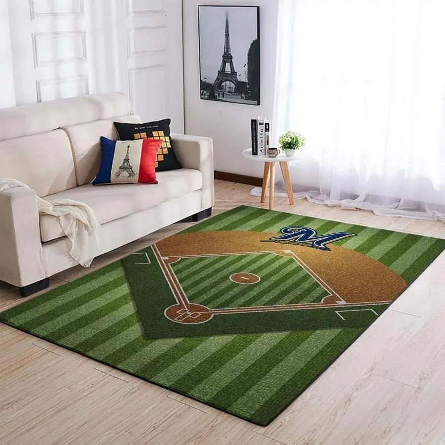 Milwaukee brewers area rug mlb team logo carpet living room rugs decor v1766 Rectangle Rug