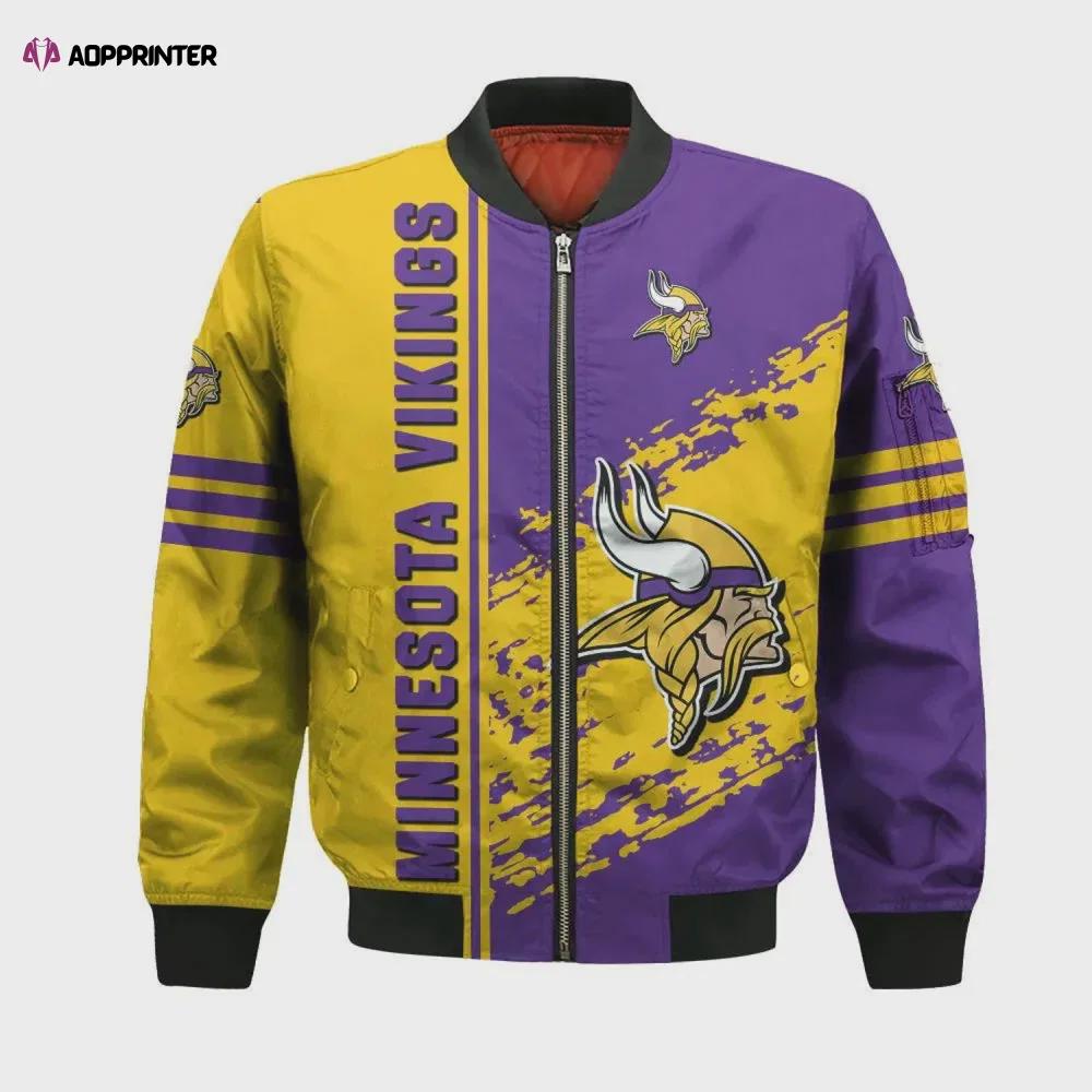 Minnesota vikings bomber jacket 3d printed logo pattern in team colours Bomber Jacket
