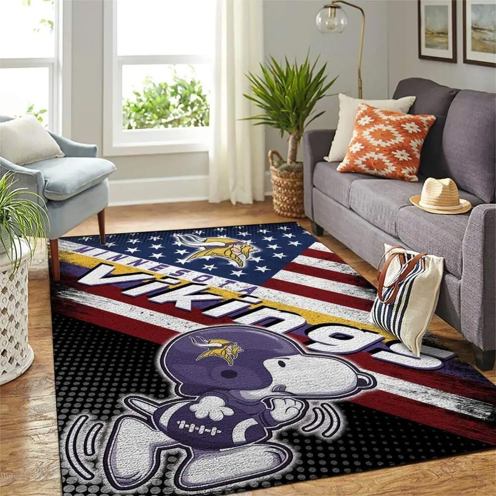 Minnesota vikings nfl american flag snoopy living room rug regtangle carpet Rectangle Rug