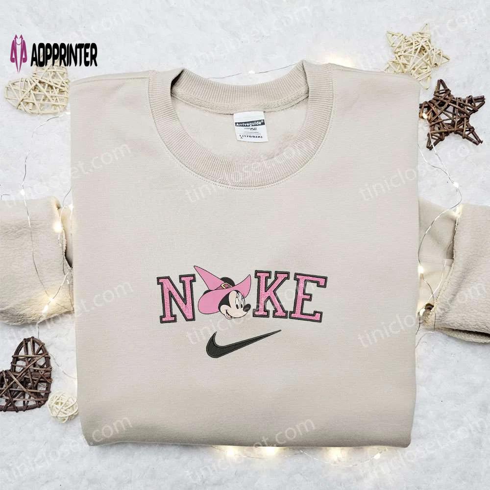 Minnie mouse witch head halloween x nike embroidered sweatshirt disney characters shirt best halloween gift ideas Embroidered Shirt