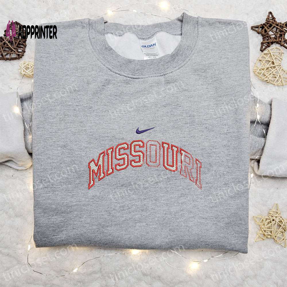 Missouri x nike swoosh & nation flag embroidered shirts – custom nike apparel Embroidered Shirt