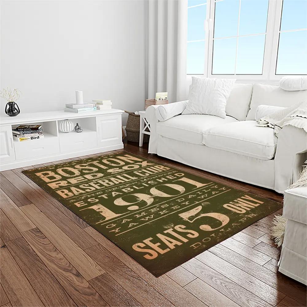 Mlb boston red sox baseball team logo rectangle area rug brs72 Rectangle Rug