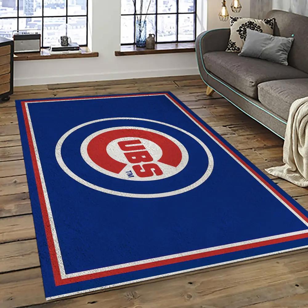 Mlb chicago cubs baseball team logo sport carpet rectangle area rug for living room cac07 Rectangle Rug
