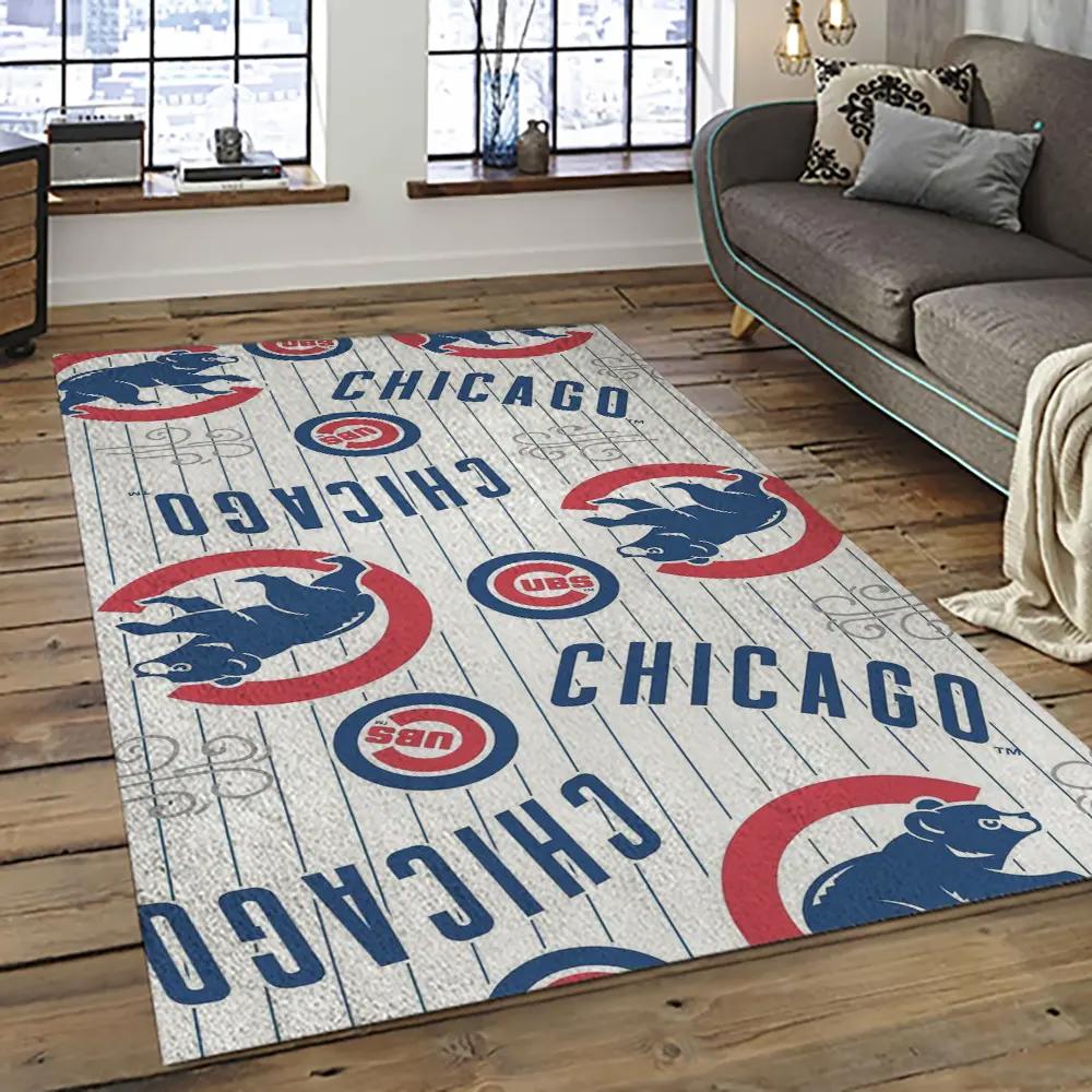 Mlb chicago cubs baseball team logo sport carpet rectangle area rug for living room cac21 Rectangle Rug