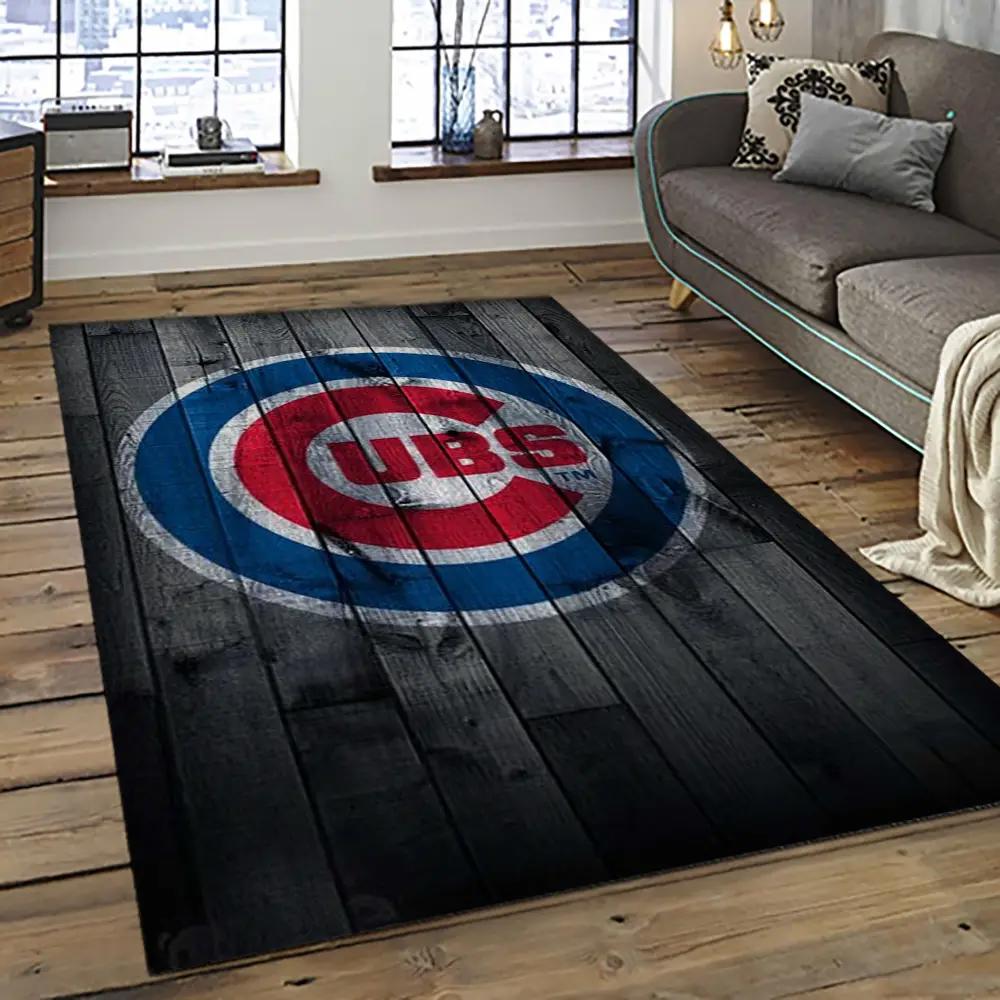 Mlb chicago cubs baseball team logo sport carpet rectangle area rug for living room cac29 Rectangle Rug