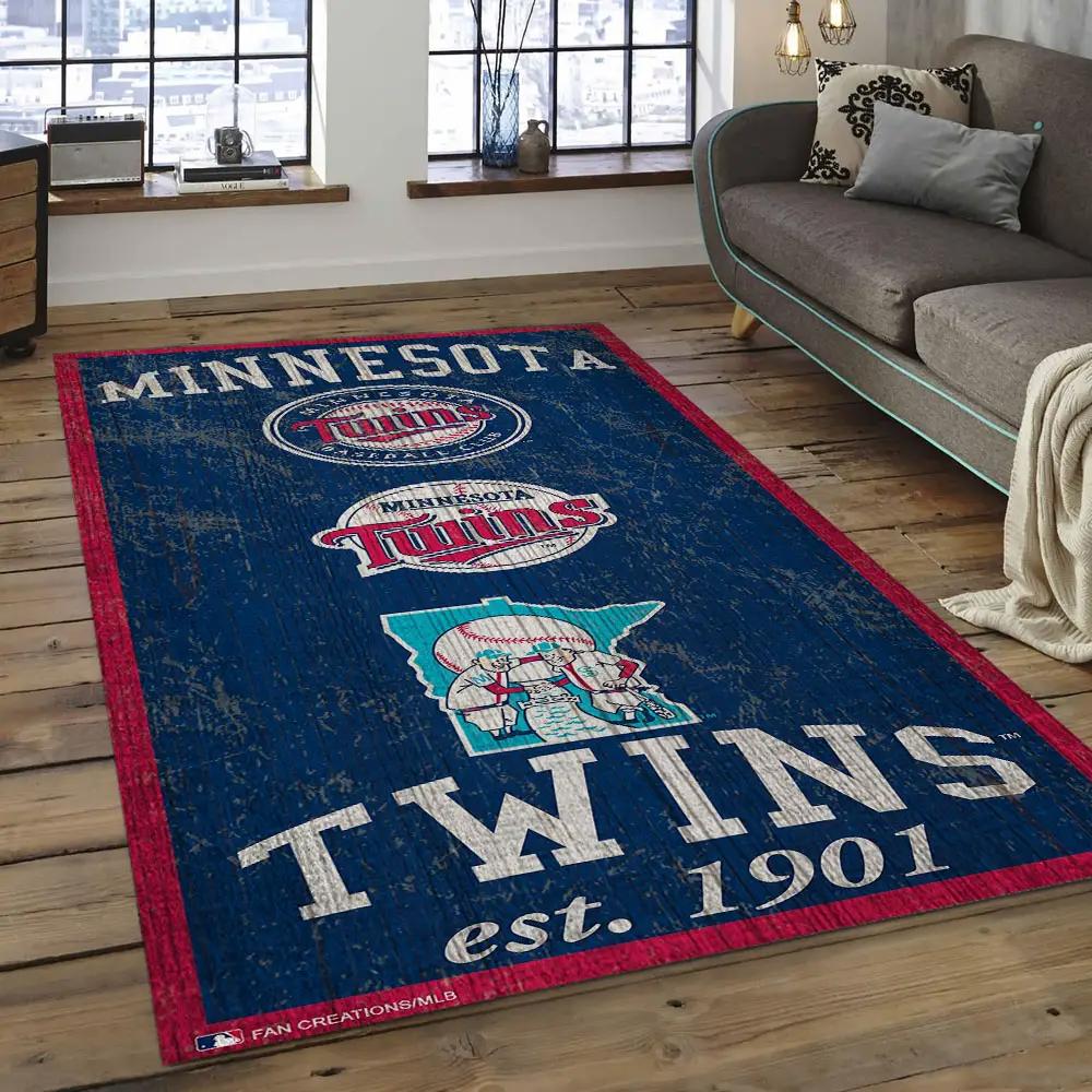 Mlb minnesota twins baseball team logo rectangle area mts35 Rectangle Rug