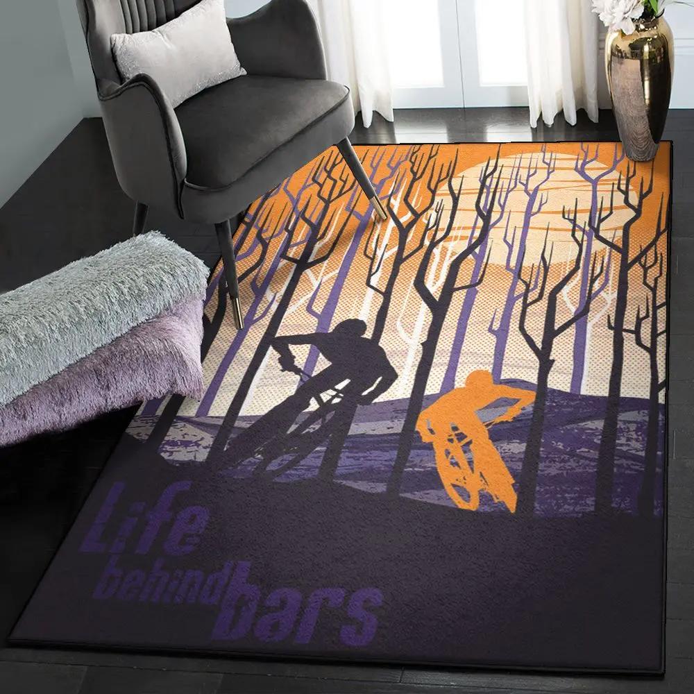 Mountain area rugs for living room, mountain bike rug Rectangle Rug