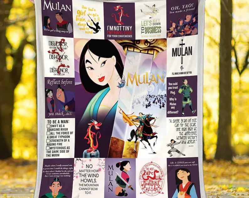 Mulang fleece blanket, mulang and mushu blanket, mulang princess throw blanket for couch sofa, blanket quote, christmas gift Quilt Blanket