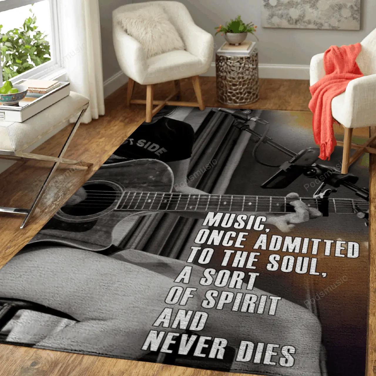 Music never dies music art for fans area rug living room carpet rug regtangle carpet floor decor home decor Rectangle Rug