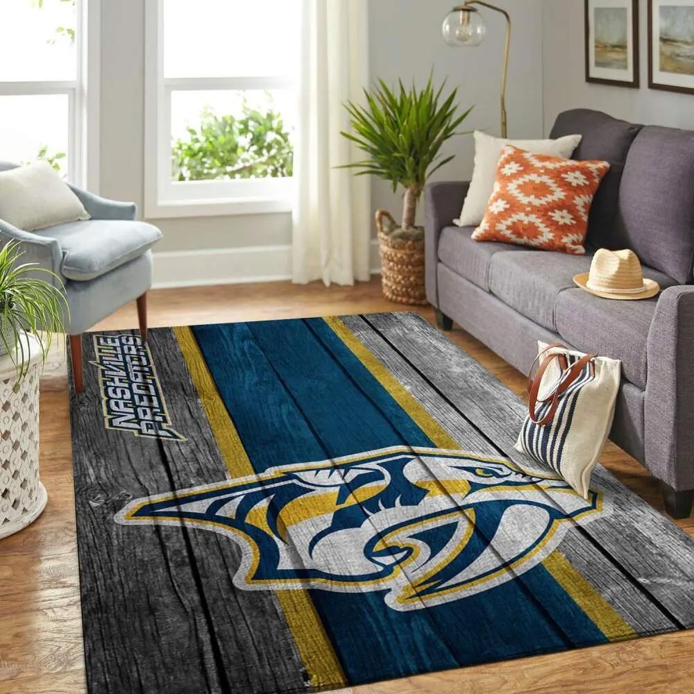 Nashville predators nhl grey rugs wooden style living room regtangle carpet Rectangle Rug
