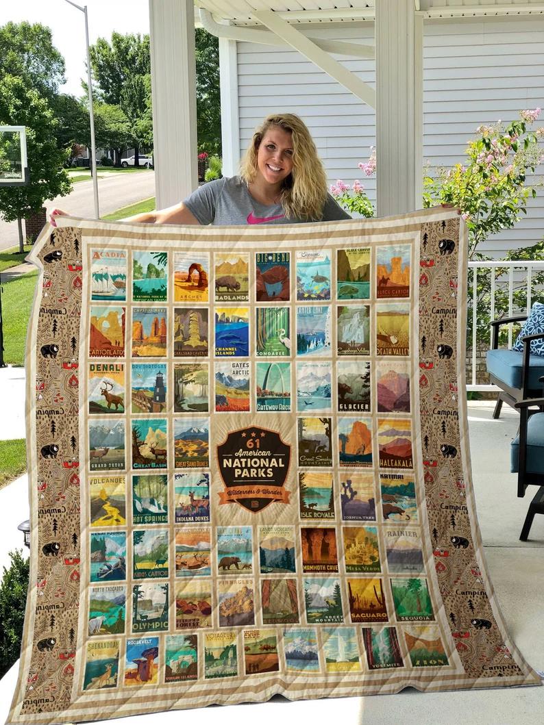 National park blanket - american national parks quilt blanket - gift for national park lover Quilt Blanket