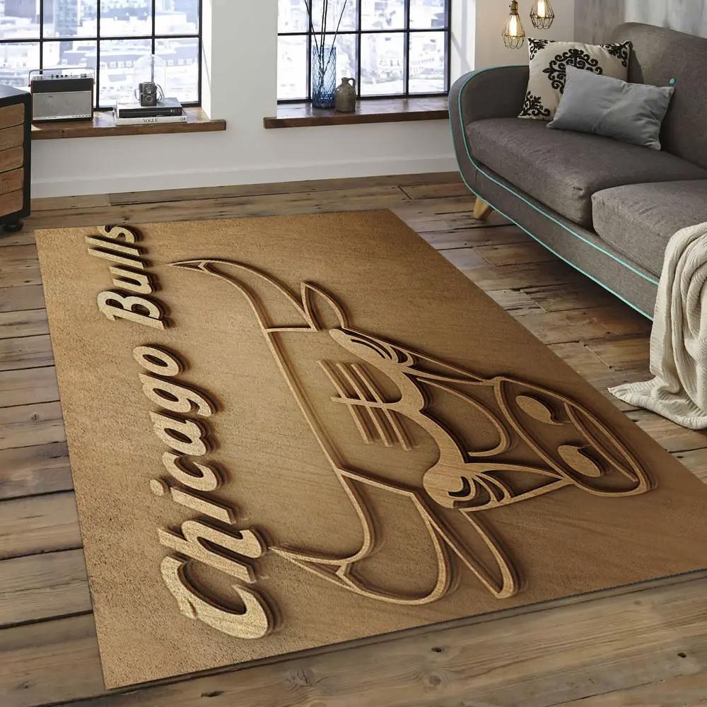 Nba chicago bulls basketball legend team logo rectangle area cb29 Rectangle Rug