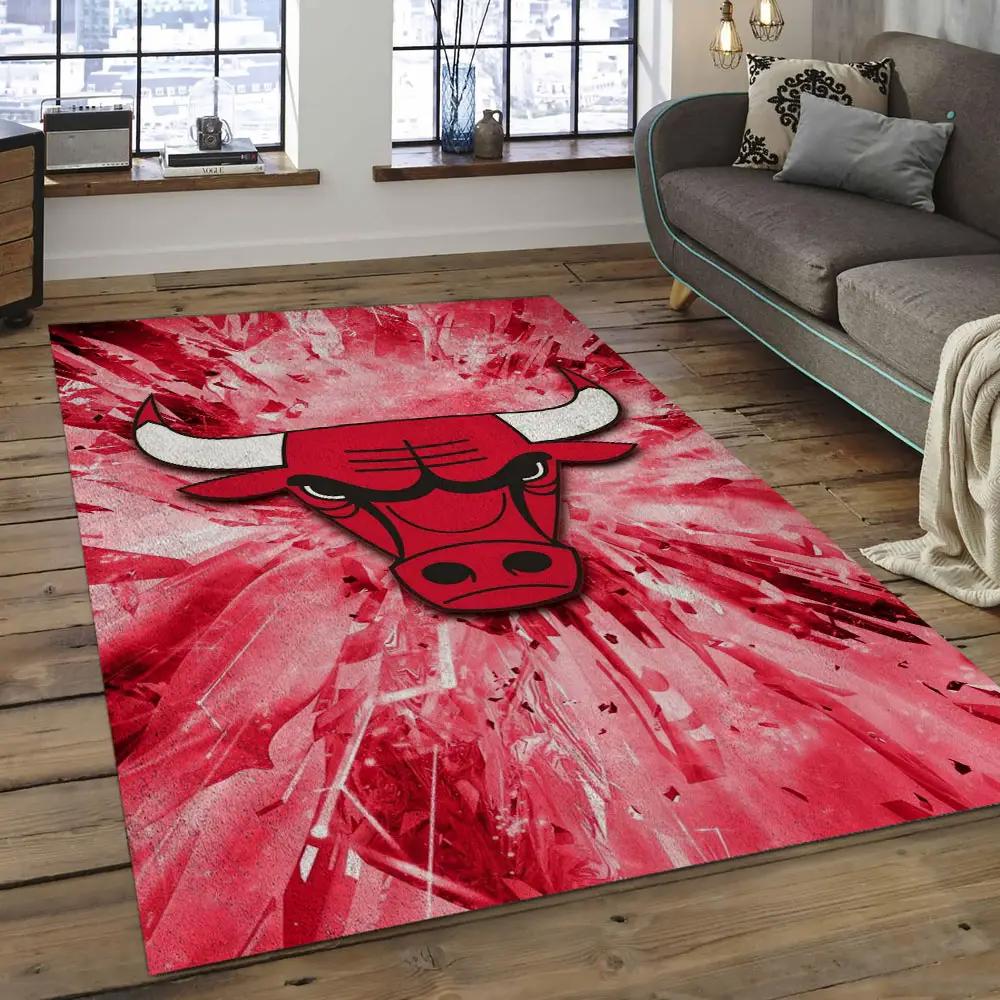 Nba chicago bulls basketball legend team logo rectangle area cb42 Rectangle Rug