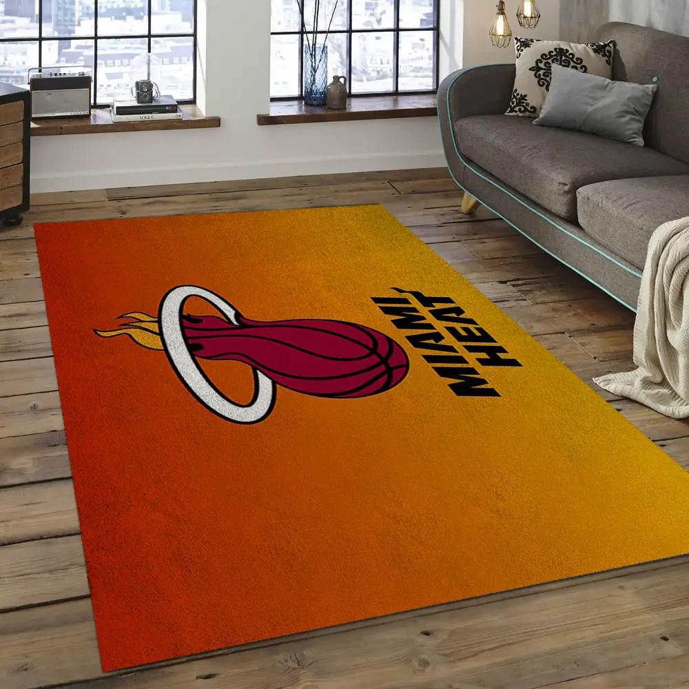Nba miami heat basketball legend team logo rectangle area mh05 Rectangle Rug