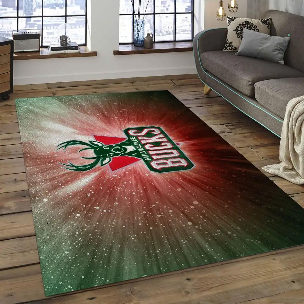 Nba milwaukee bucks basketball legend team logo rectangle area mbs20 Rectangle Rug