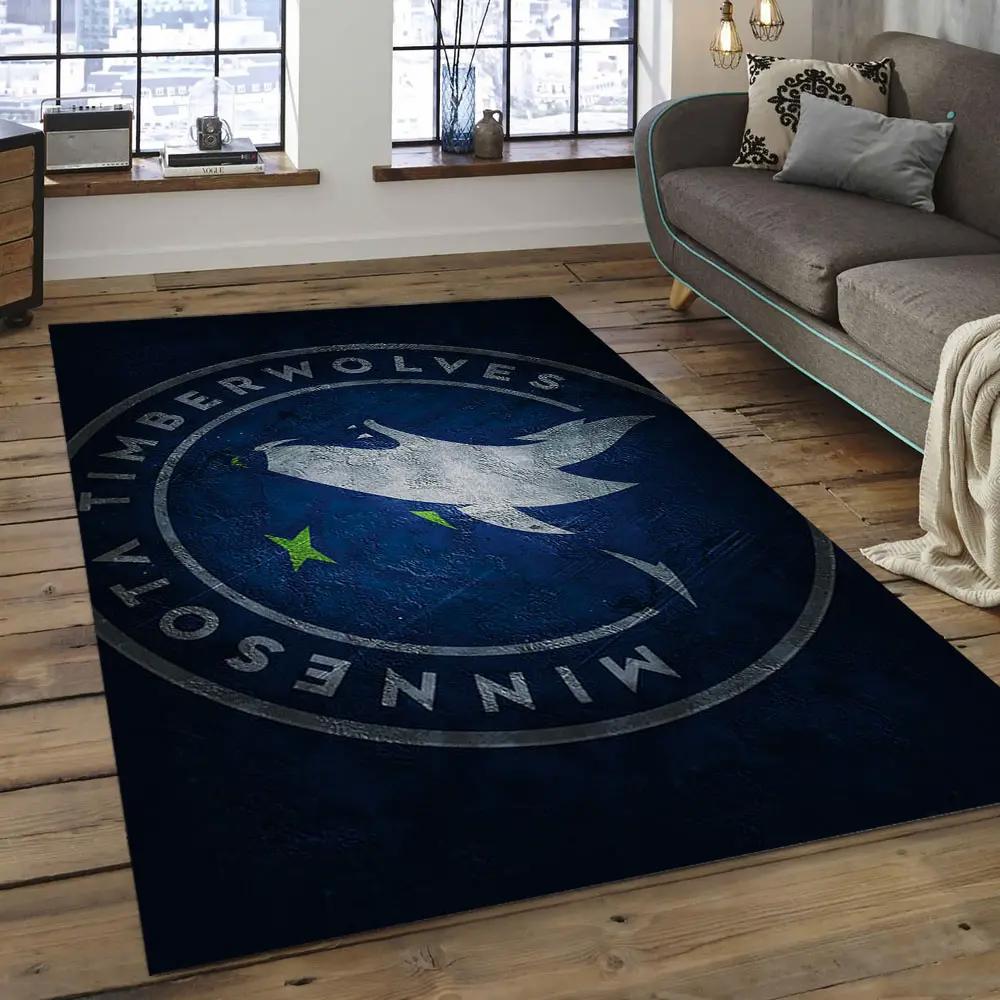 Nba minnesota timberwolves basketball legend team logo rectangle area mt12 Rectangle Rug