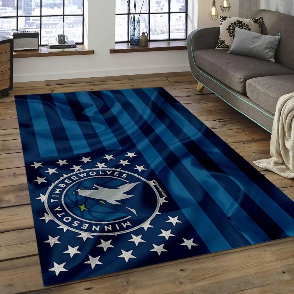 Nba minnesota timberwolves basketball legend team logo rectangle area mt20 Rectangle Rug