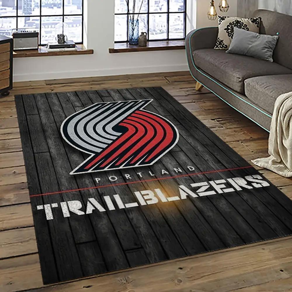 Nba portland trail blazers basketball team logo sport carpet rectangle area rug for living room ptb16 Rectangle Rug