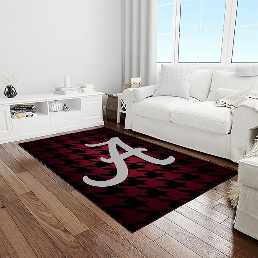 Ncaa alabama crimson tide college sport basketball and foolball team logo rectangle area rug act26 Rectangle Rug