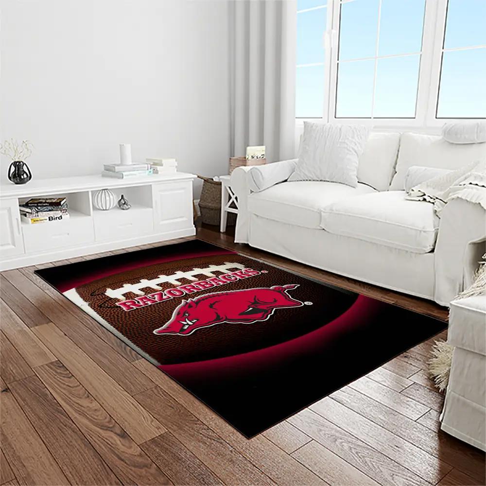 Ncaa arkansas razorbacks college sport basketball and foolball team logo rectangle area rug ar16 Rectangle Rug