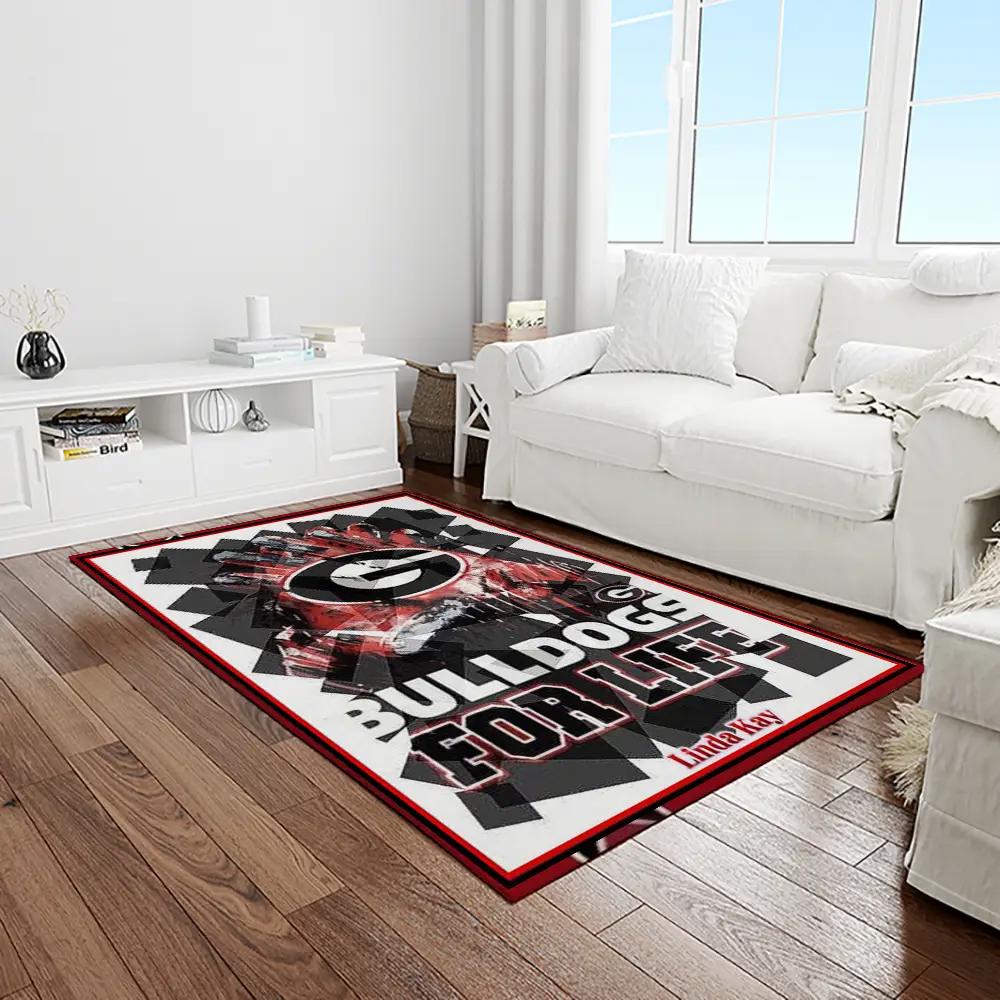 Ncaa georgia bulldogs college sport basketball and foolball team logo rectangle area rug gbs54 Rectangle Rug