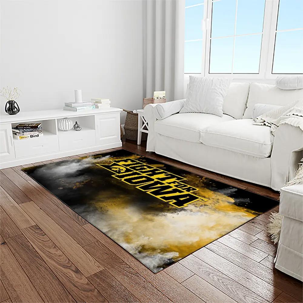 Ncaa iowa hawkeyes college sport basketball and foolball team logo rectangle area rug iwh16 Rectangle Rug