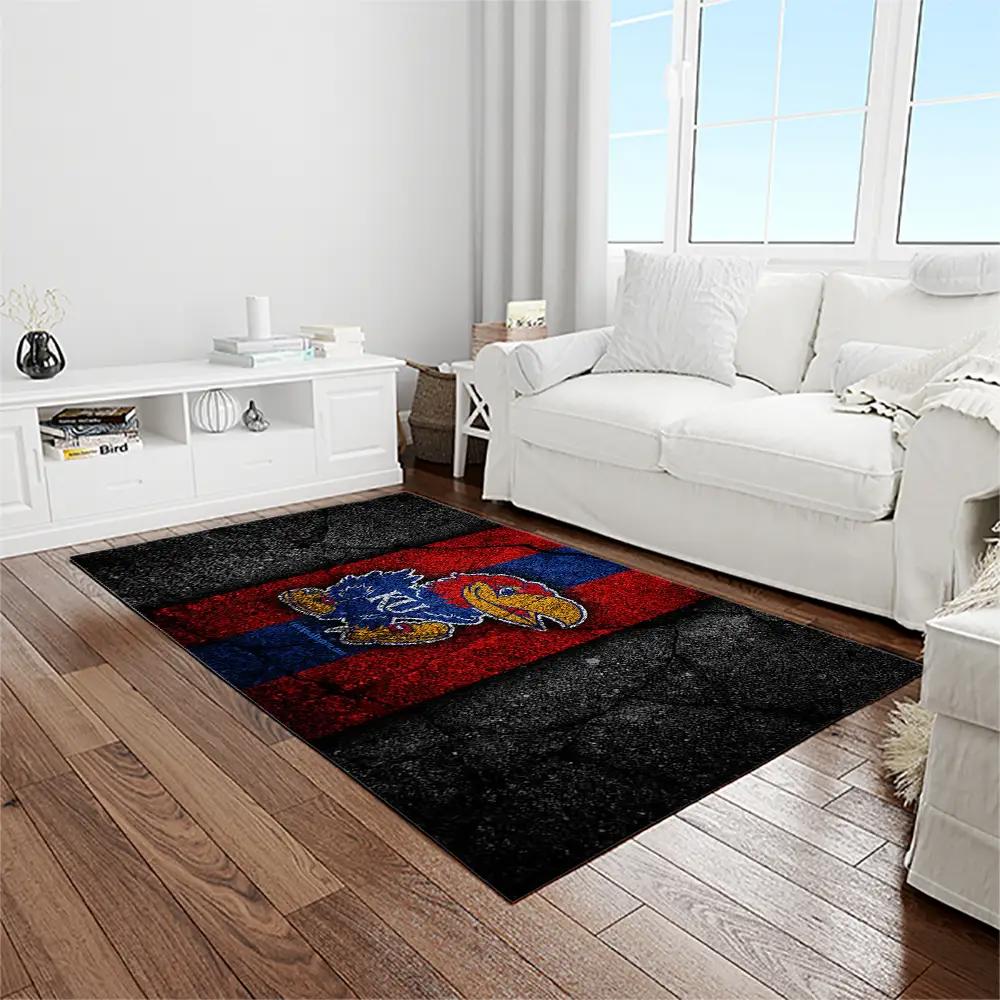 Ncaa kansas jayhawks basketball team logo rectangle area rug kj06 Rectangle Rug