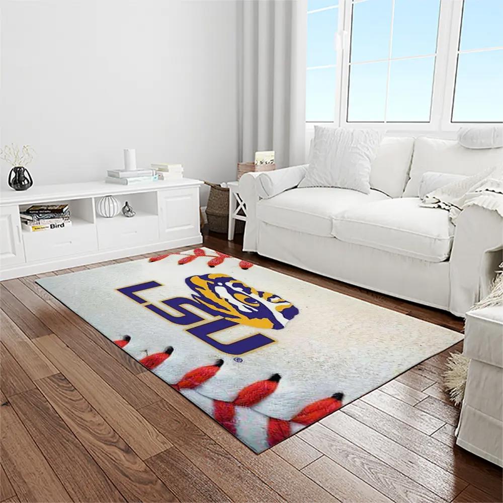 Ncaa louisiana state university college sport basketball and foolball team logo rectangle area rug lsu58 Rectangle Rug
